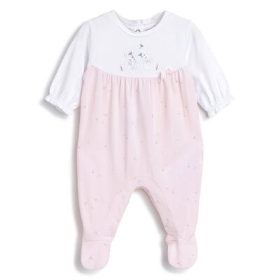 Girls Light Pink Embellished Leg Opening Babysuit